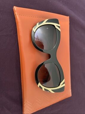 Alice + Olivia Black Sunglasses with Gold Accents